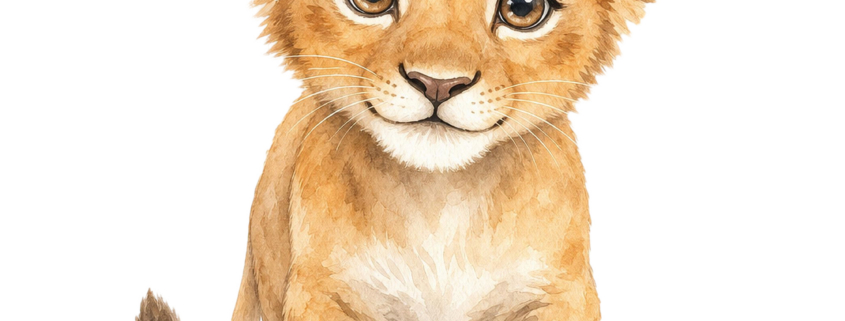 Baby Lion Watercolor PNG | Safari Animal Clipart (Digital Download)