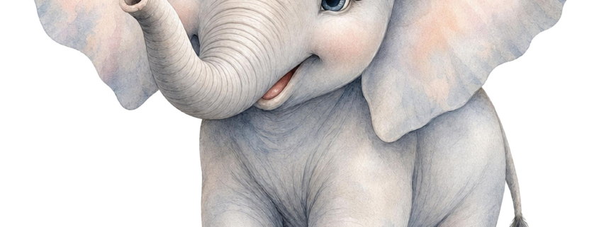 Baby Elephant PNG | Watercolor Safari Animal Clipart (Digital Download)